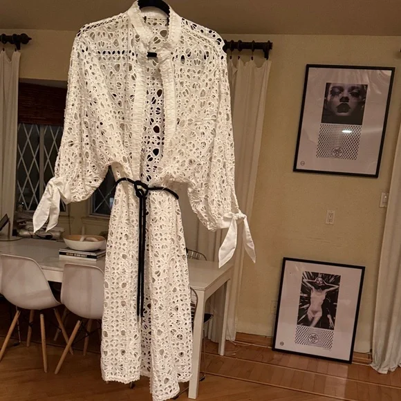 Zara White Lace Swim Coverup - Picture 1 of 4